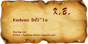 Kedves Béla névjegykártya
